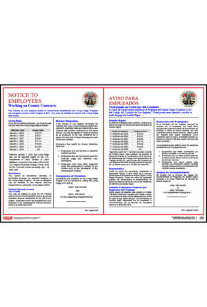 Los Angeles County Contractor Living Wage Poster