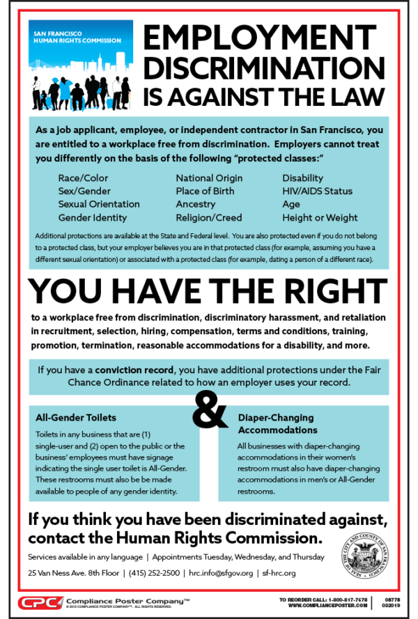 San Francisco, CA Employment Discrimination Poster