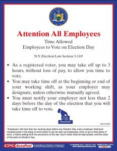 New York Time Off to Vote Poster