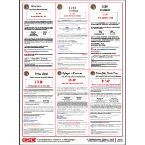 Alameda, CA Minimum Wage Poster - 5-language