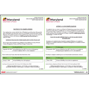 Maryland Living Wage Poster