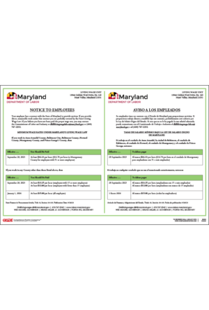 Maryland Living Wage Poster