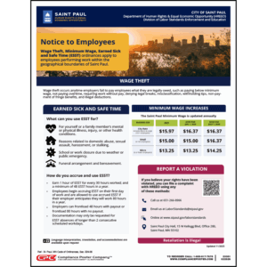 Saint Paul MN Minimum Wage Posters