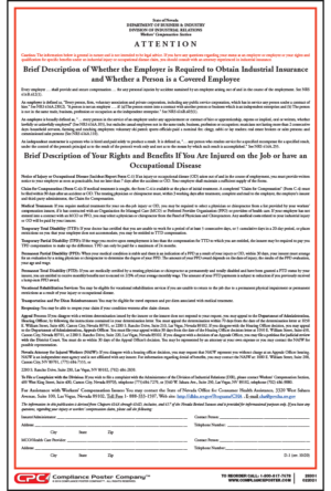 Nevada Workers Compensation Informational Poster