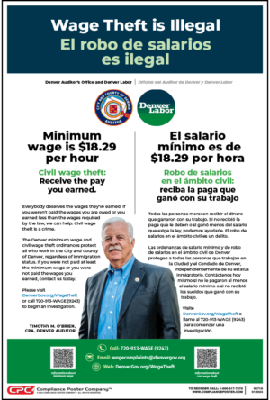 City of Denver, CO Minimum Wage & Civil Wage Theft Poster