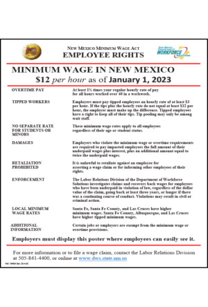 New Mexico 2024 Minimum Wage Posting Update Peel 'N Post™