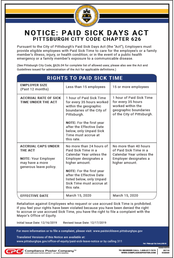 Pittsburgh Paid Sick Time Poster