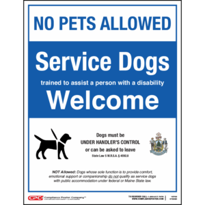 Maine Service Dogs Welcome Poster