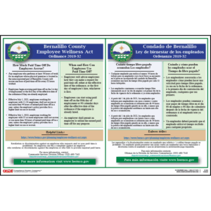 Bernalillo County NM Employee Wellness Act Poster