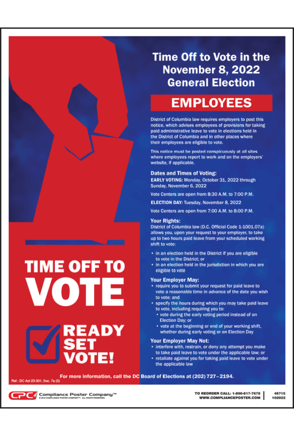 District of Columbia Time Off to Vote Notice