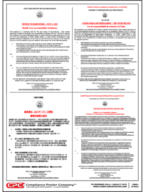 San Francisco, CA Health Care Accountability Ordinance Poster