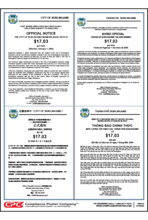 Burlingame, California Minimum Wage Poster