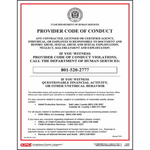 Utah Provider Code of Conduct Poster