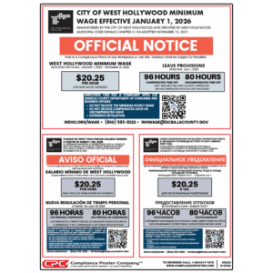 West Hollywood, California Minimum Wage Poster