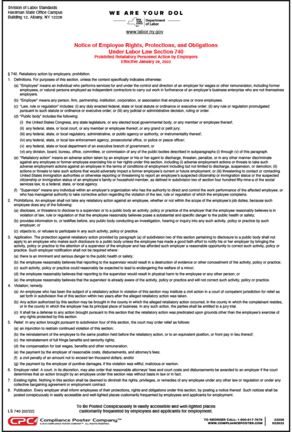 New York State Whistleblower Poster