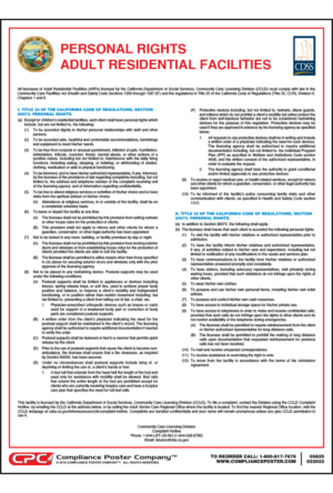 California Personal Rights Adult Residential Facilities