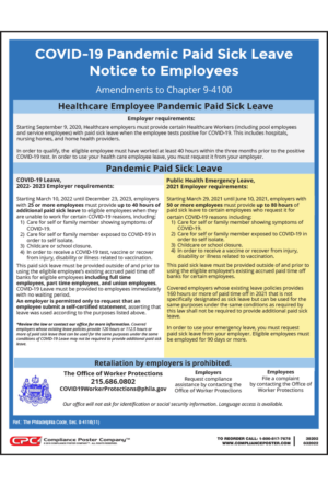 Philadelphia, PA COVID-19 Pandemic Paid Sick Leave Notice
