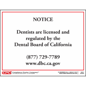 California Notice of Licensure by the Dental Board