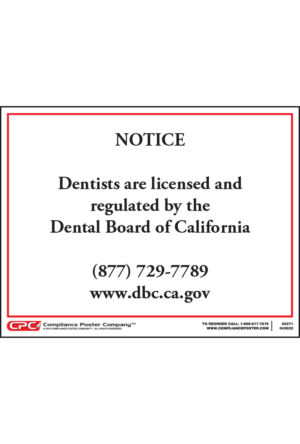 California Notice of Licensure by the Dental Board