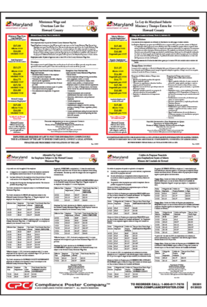 Howard County, MD Minimum Wage Poster