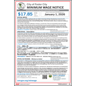 Foster City, CA Minimum Wage Poster