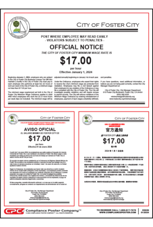 Foster City, CA Minimum Wage Poster