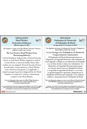 City of Los Angeles, CA Hotel Worker Protection Ordinance Poster