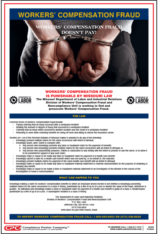 Missouri Workers' Compensation Fraud Poster