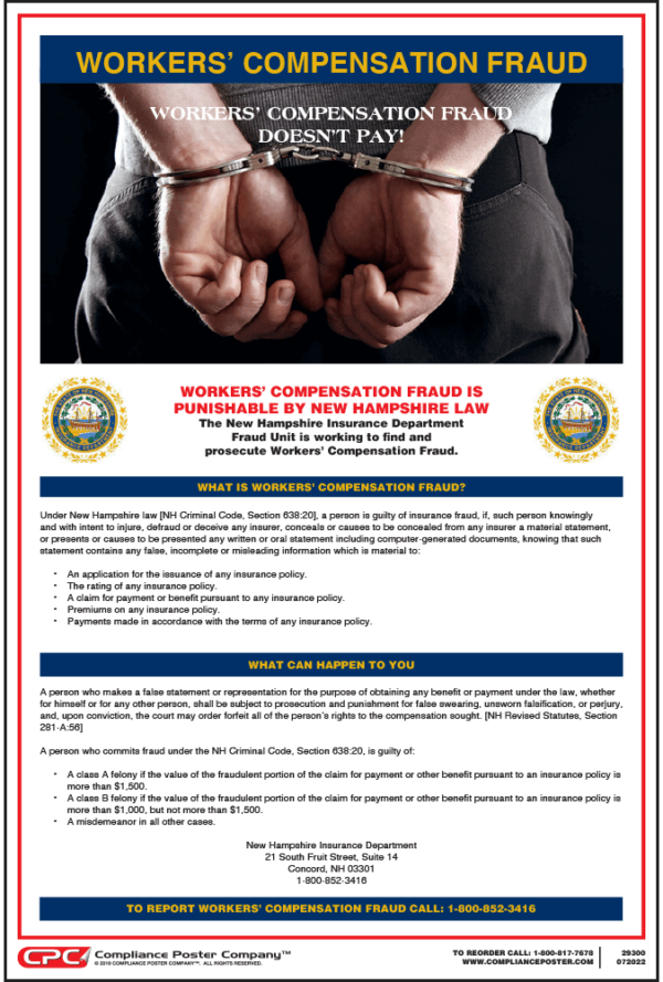New Hampshire Workers' Compensation Fraud Poster