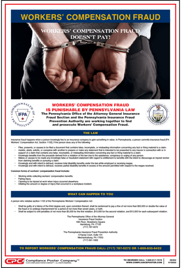 Pennsylvania Workers' Compensation Fraud Poster