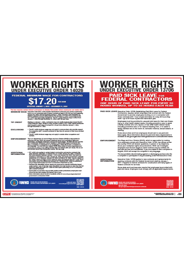 Federal Contractor Worker Rights (Executive Order 14026) Poster