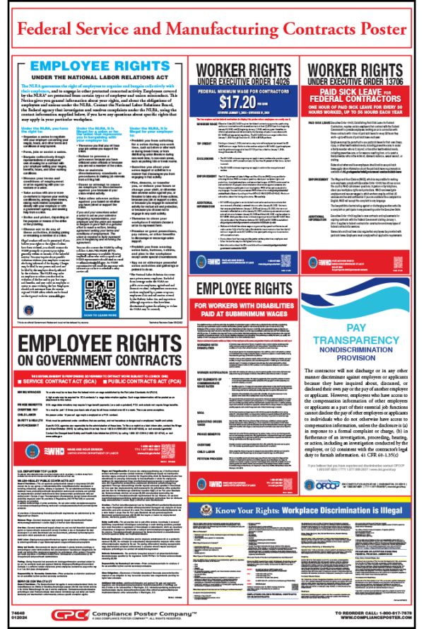 Federal Service and Manufacturing Contracts (Executive Order 14026) Poster