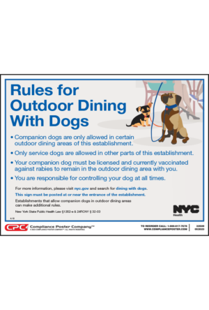 City of New York, NY Dining Dog Rules Poster