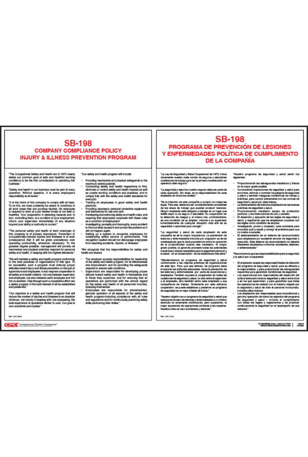 California SB-198 Injury and Illness Prevention Policy Poster