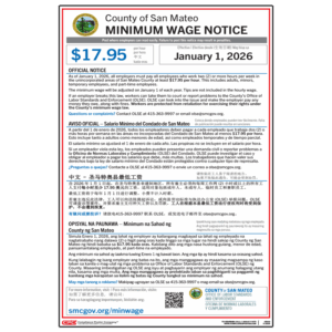 San Mateo County, CA Minimum Wage Poster