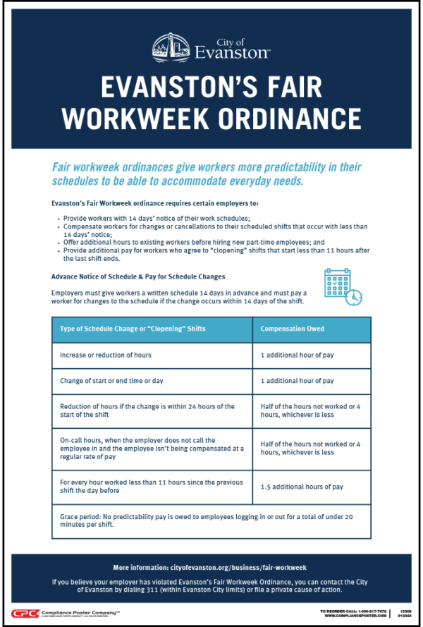 Evanston, IL Fair Work Week Poster