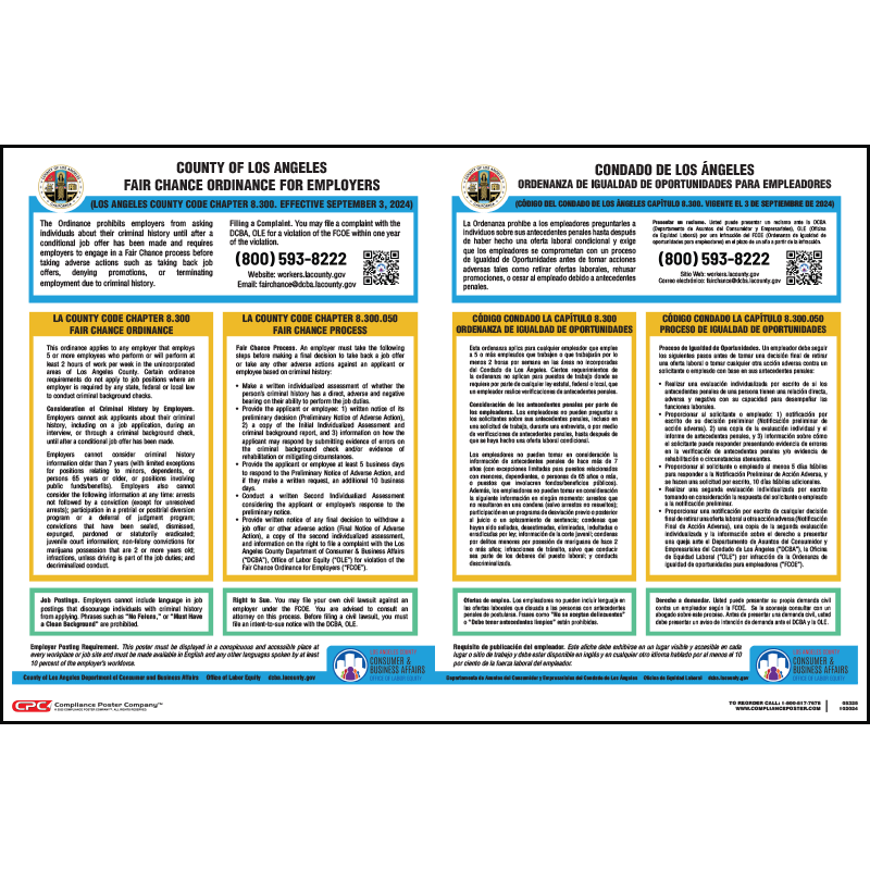 Los Angeles County, CA Fair Chance Ordinance Poster