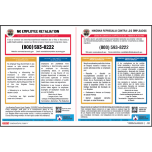 Los Angeles County, CA No Employee Retaliation Poster