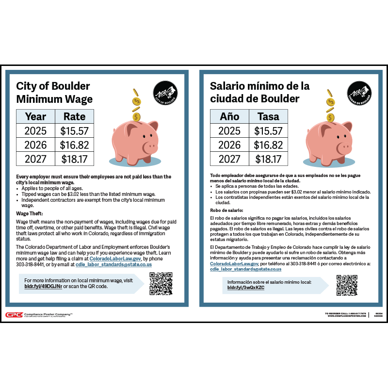 Boulder, CO Minimum Wage Poster