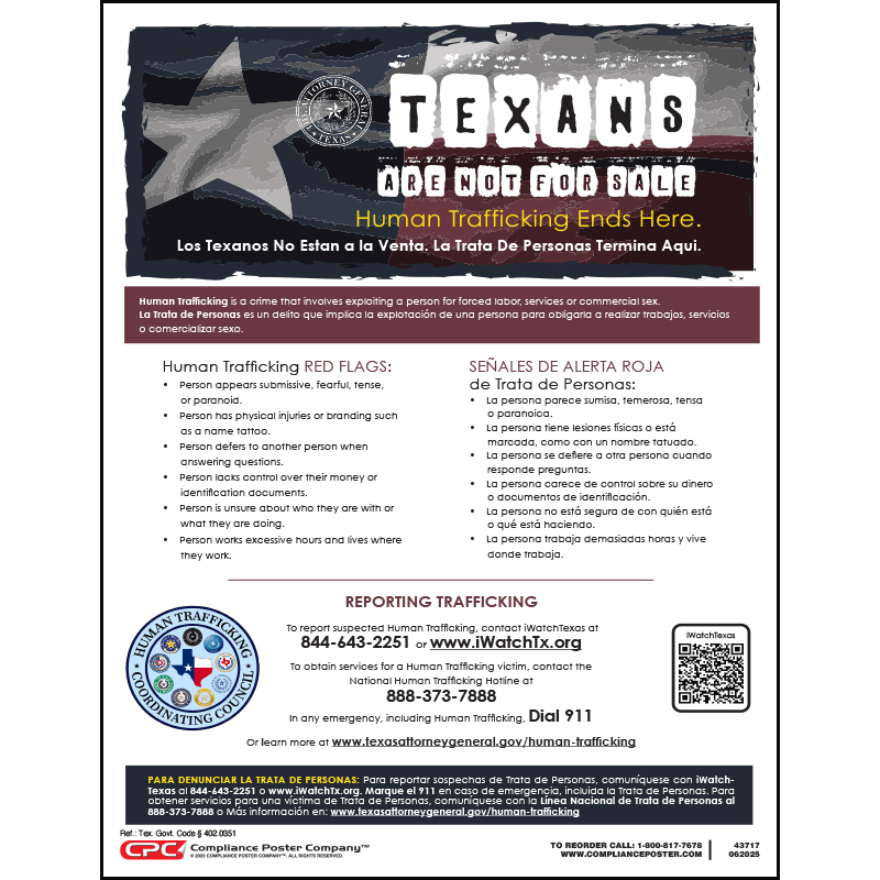 Texas Human Trafficking Poster