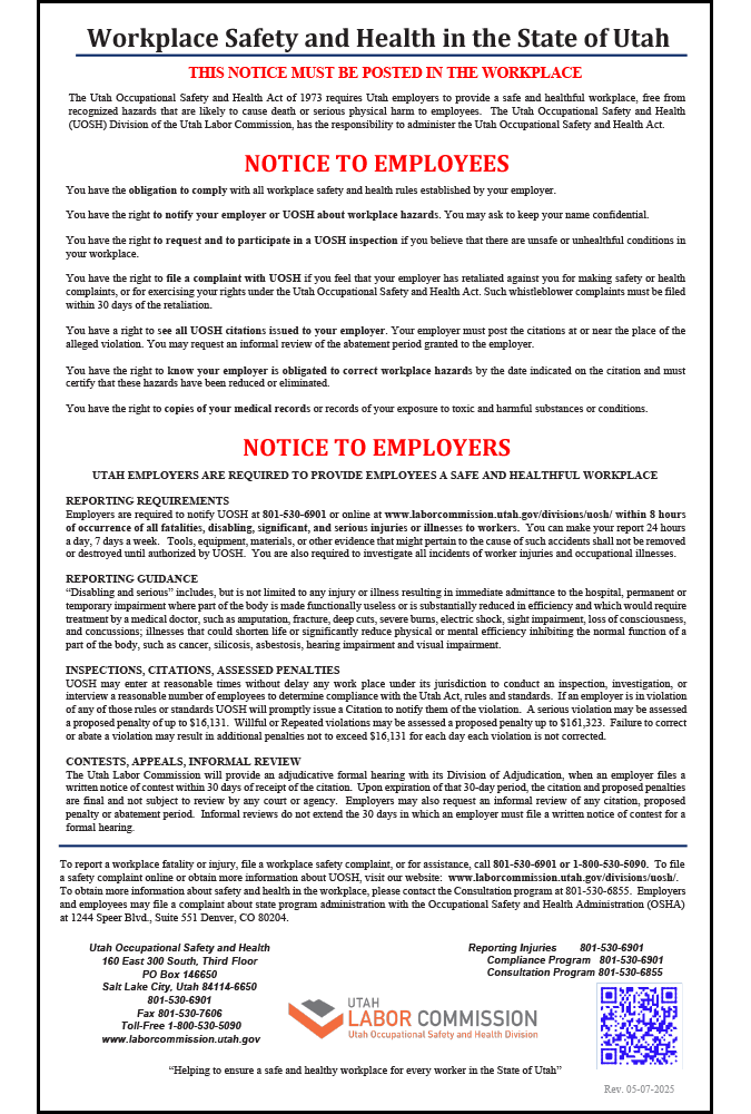 Utah 2025 Safety and Health Peel 'N Post™