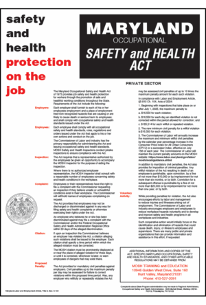 Maryland 2025 Safety & Health Protection on the Job All-On-One Poster Peel 'N Post™