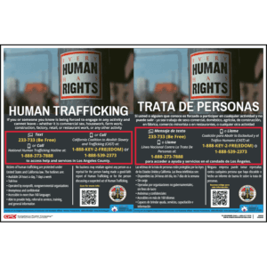 Los Angeles County, CA Human Trafficking Poster