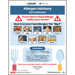 New Jersey Food Allergen Poster