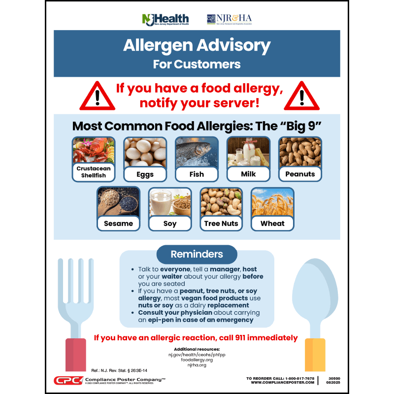 New Jersey Food Allergen Poster