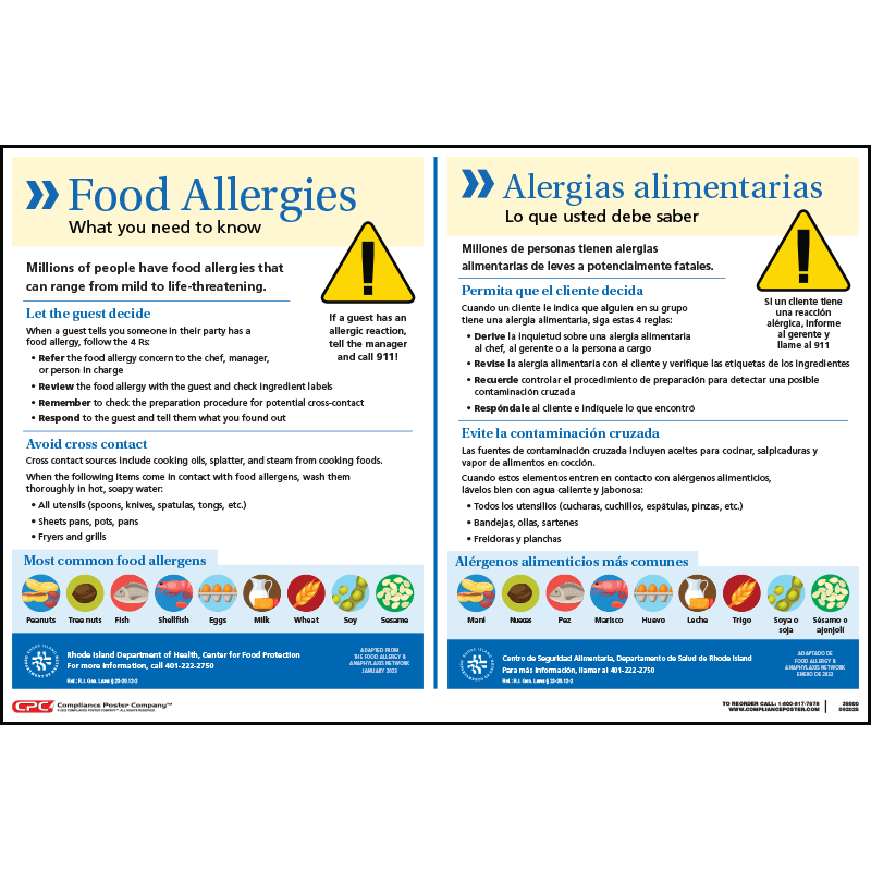 Rhode Island Food Allergy Poster