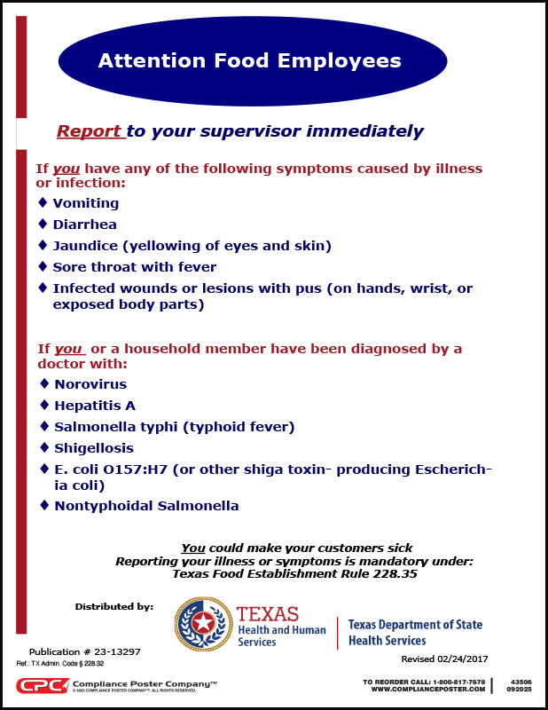 Texas Illness Reporting Poster