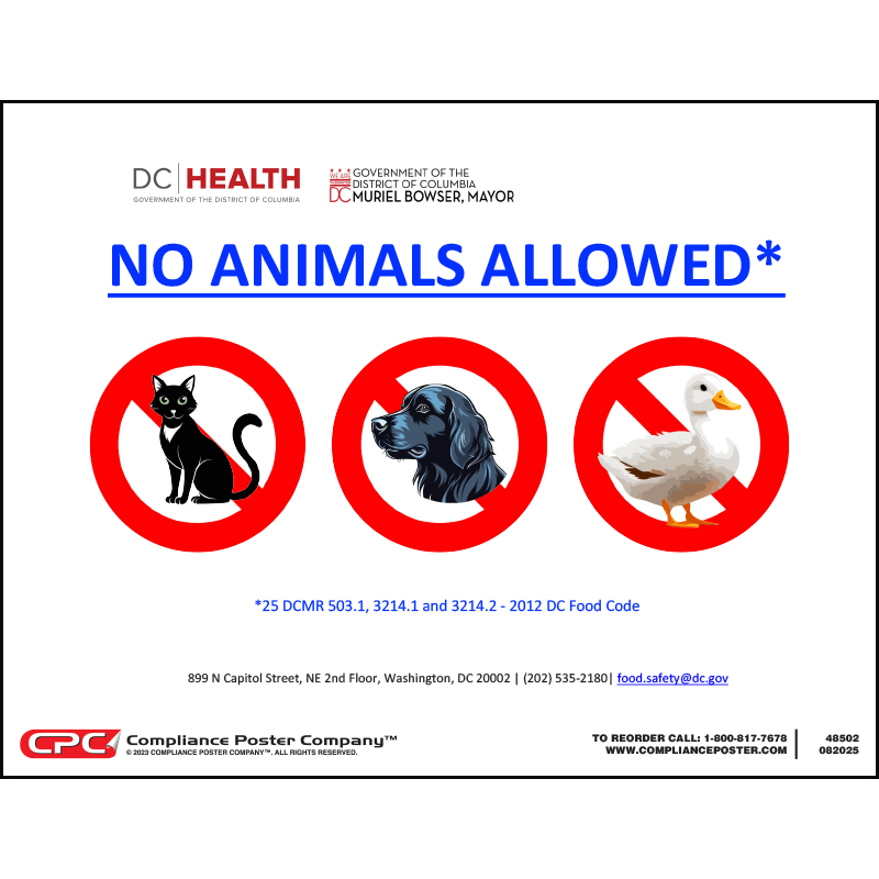 District of Columbia No Animals Allowed Poster