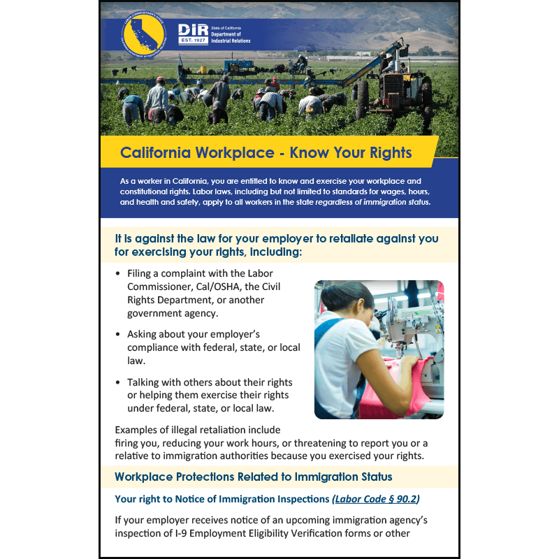 California Workplace Know Your Rights Booklet - 10-pack